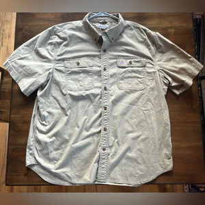 Carhartt Khaki Button Down Shirt Size 2XL